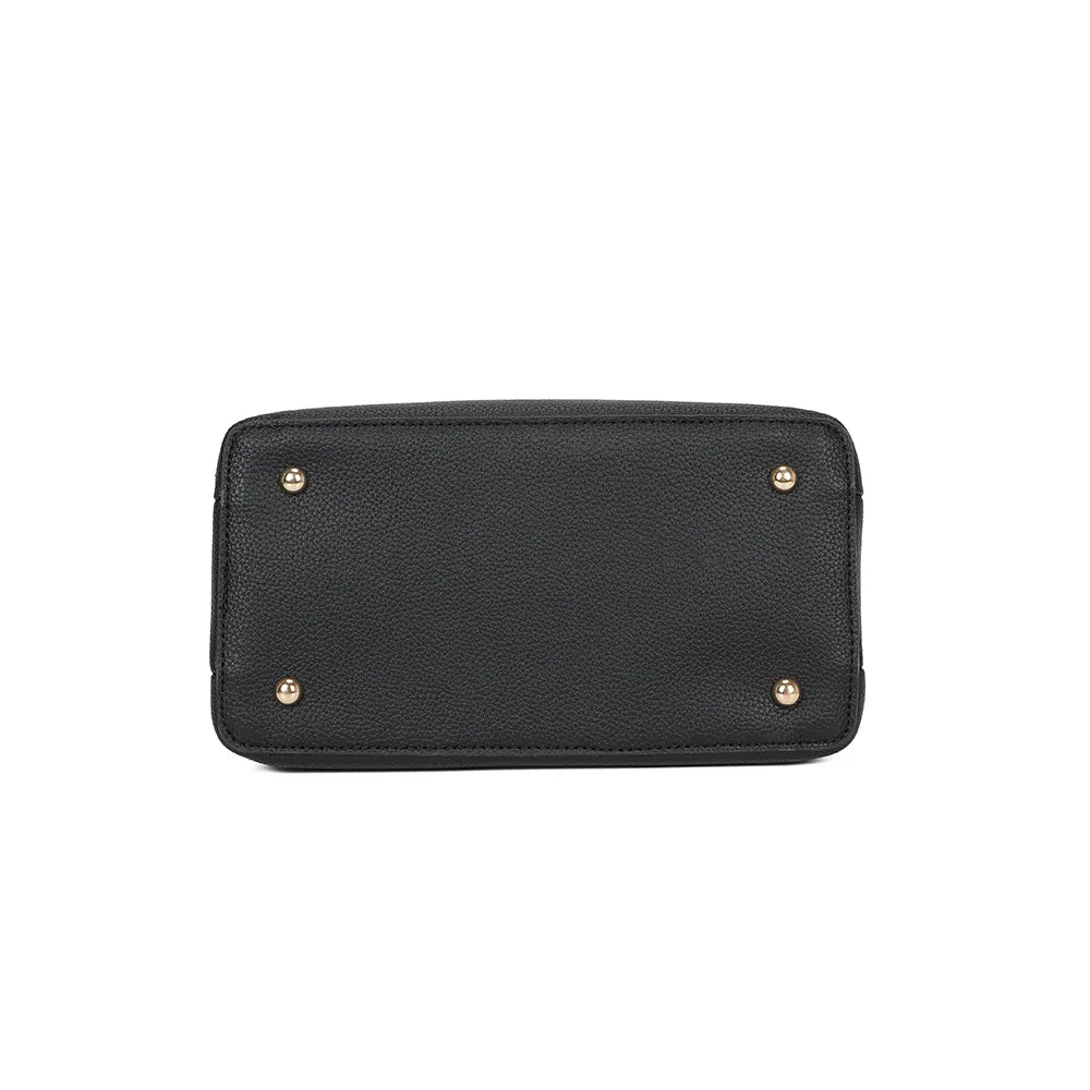 Dessous du Nola noir, base rectangulaire de 26 × 14 cm en simili cuir grainé vegan – réf. R-1948