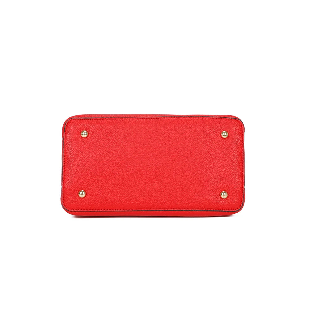 Dessous du Nola rouge, base rectangulaire de 26 × 14 cm en simili cuir grainé vegan – réf. R-1948