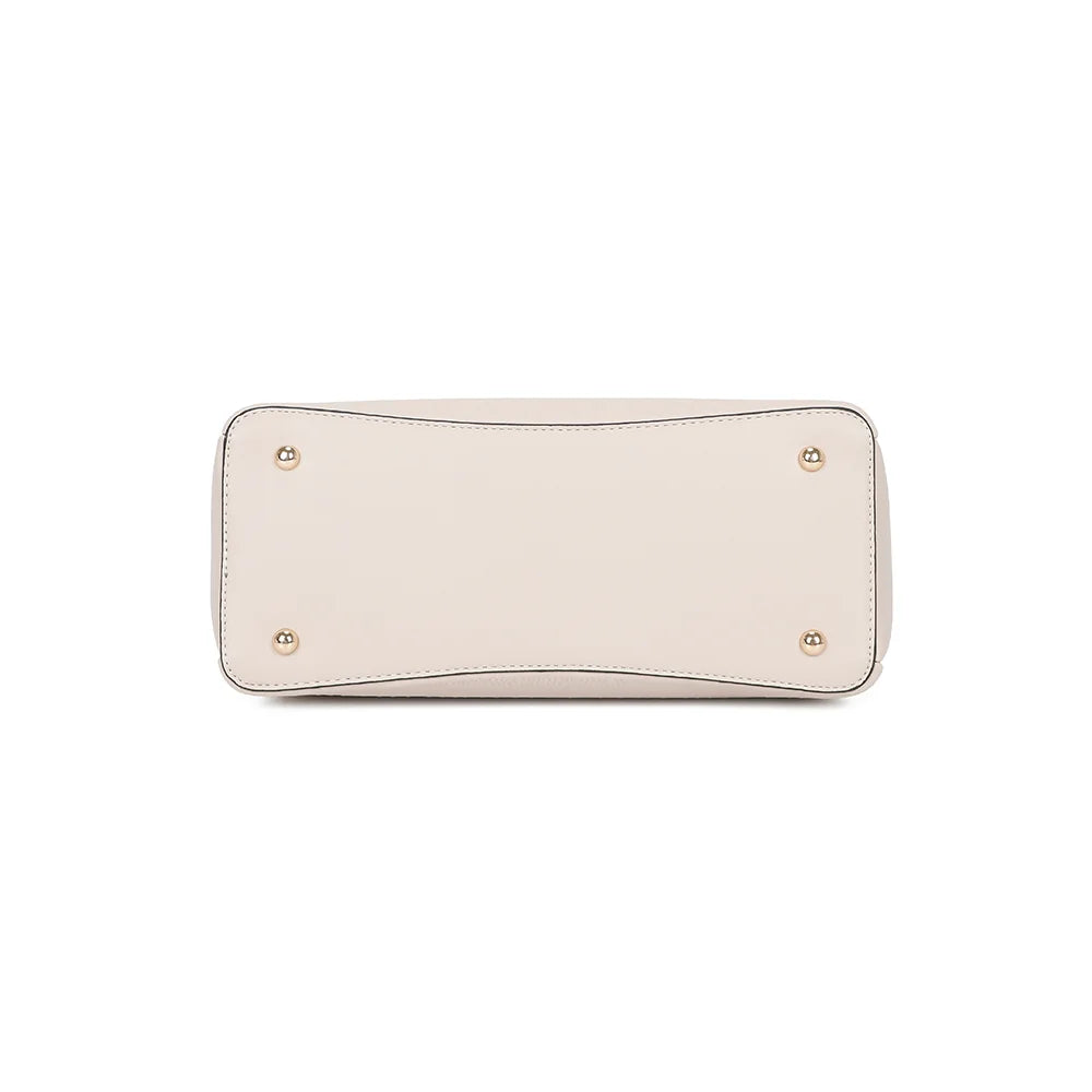 Dessous du Noréline beige, base plate et structurée qui permet au sac de tenir droit – réf. DQ-8697