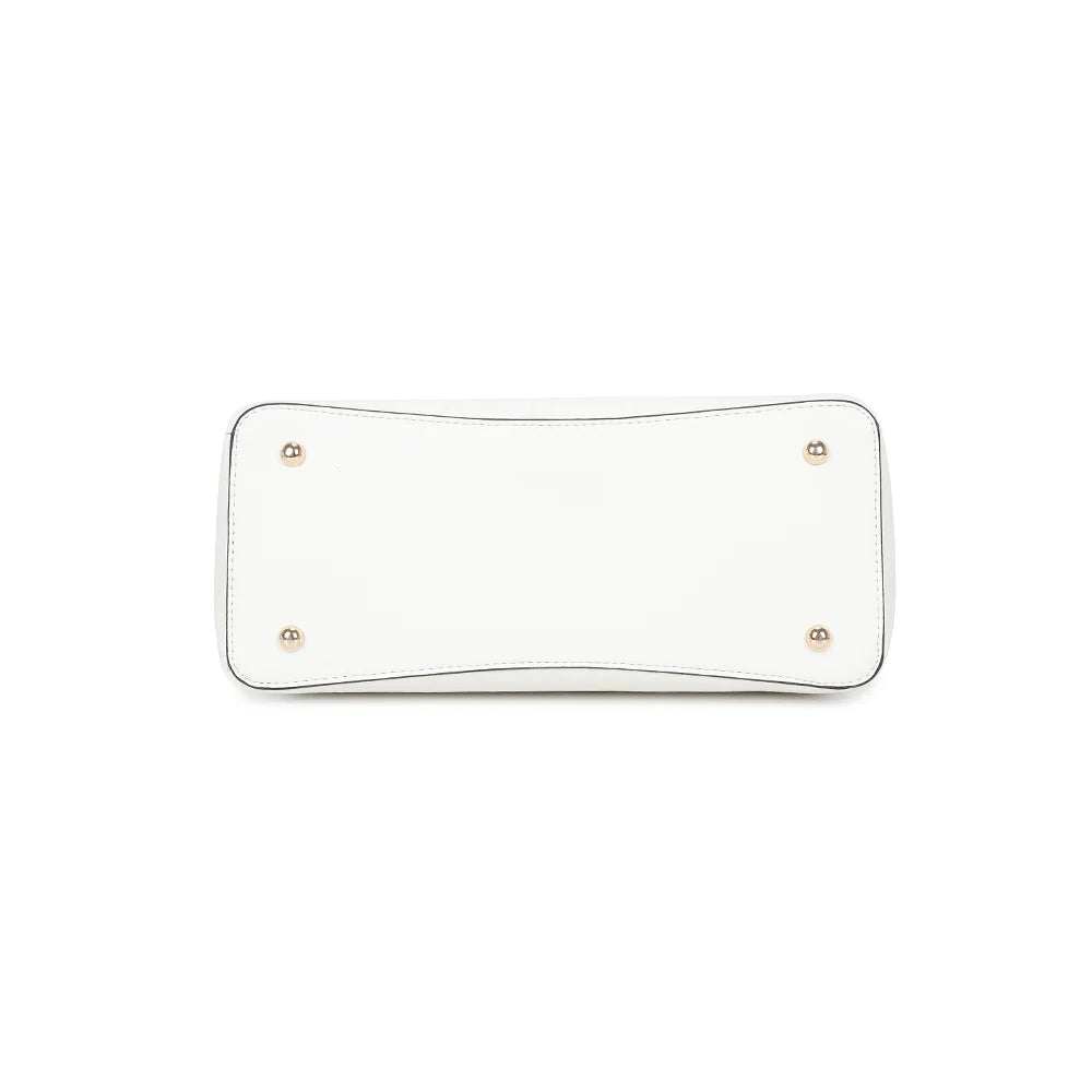 Dessous du Noréline blanc, base plate et structurée qui permet au sac de tenir droit – réf. DQ-8697