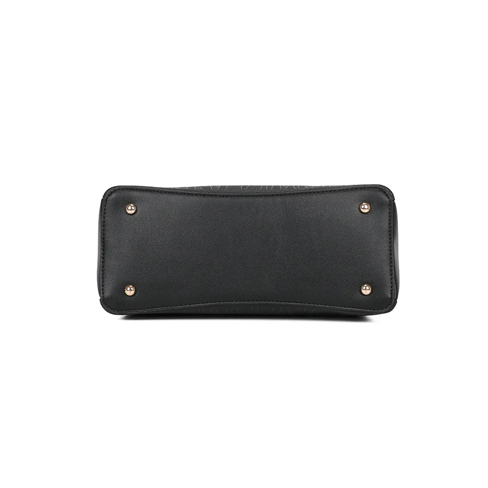 Dessous du Noréline noir, base plate et structurée qui permet au sac de tenir droit – réf. DQ-8697