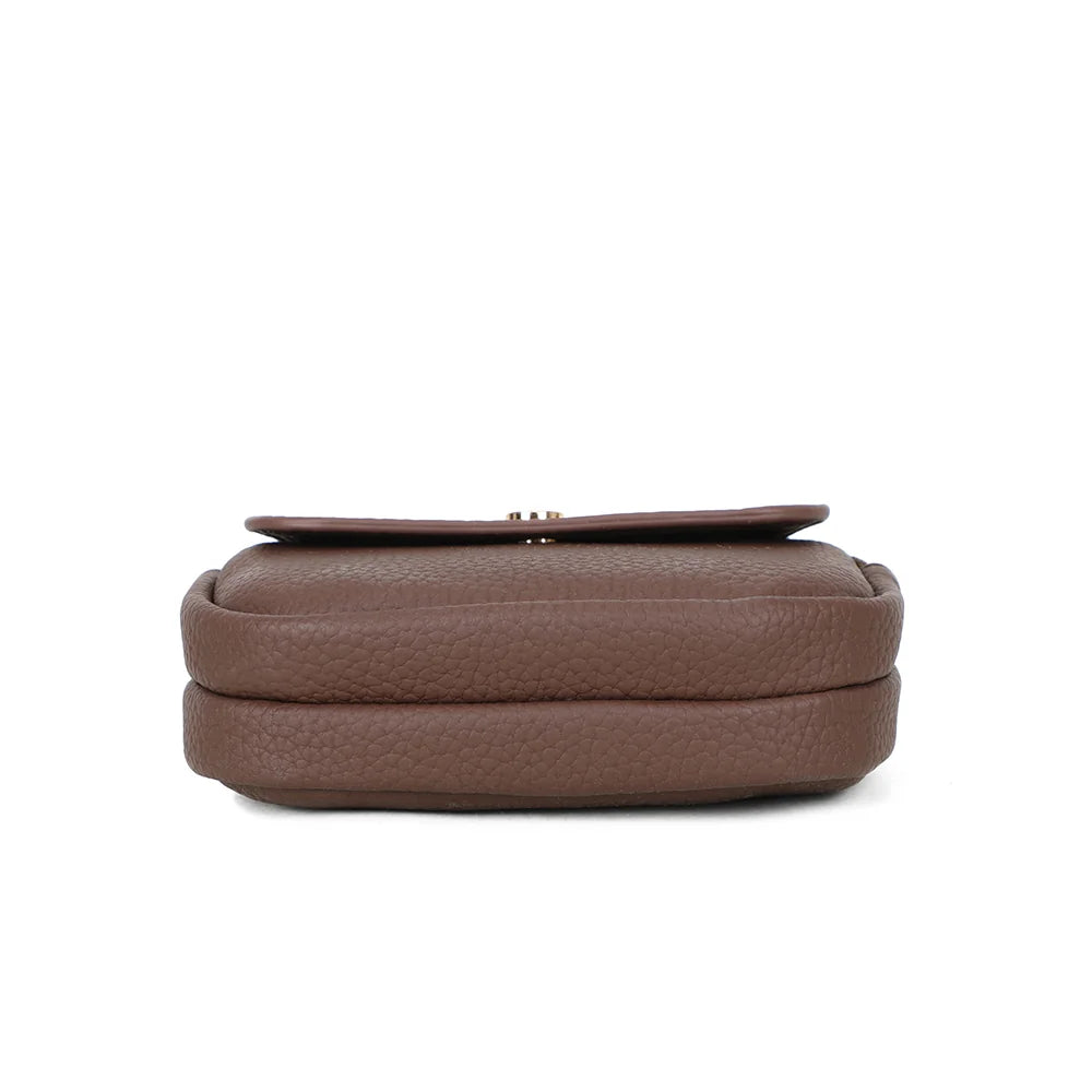 Dessous du porte-monnaie Noria café, simili cuir grainé aux coutures nettes – réf. SF-69054