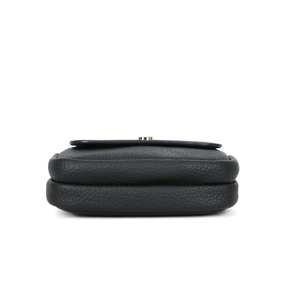 Dessous du porte-monnaie Noria noir, simili cuir grainé aux coutures nettes – réf. SF-69054