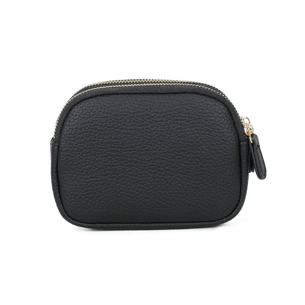 Dos du porte-monnaie Noria noir, simili cuir grainé à la ligne arrondie et épurée – réf. SF-69054