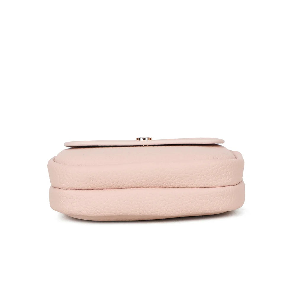 Dessous du porte-monnaie Noria rose, simili cuir grainé aux coutures nettes – réf. SF-69054