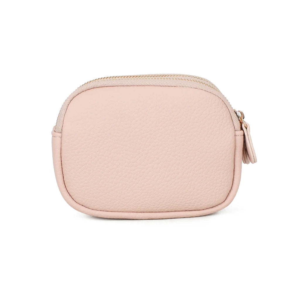 Dos du porte-monnaie Noria rose, simili cuir grainé à la ligne arrondie et épurée – réf. SF-69054