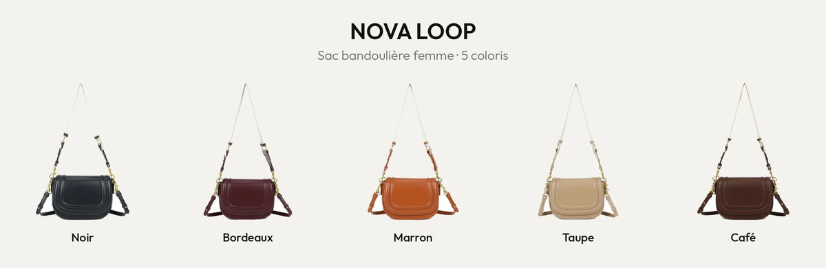 Sac bandoulière femme Nova Loop en 5 coloris : Noir, Bordeaux, Marron, Taupe, Coffee – Gallantry Paris