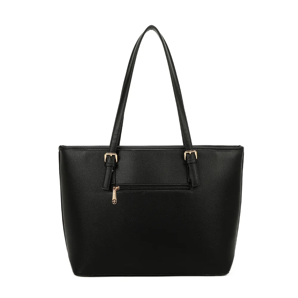 Dos du cabas Opéra noir, surface synthétique texturée saffiano et anses longues – réf. G-9227-20