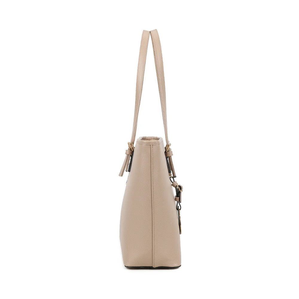 Profil du cabas Opéra taupe : 13 cm de profondeur pour ranger tablette et essentiels – réf. G-9227-20