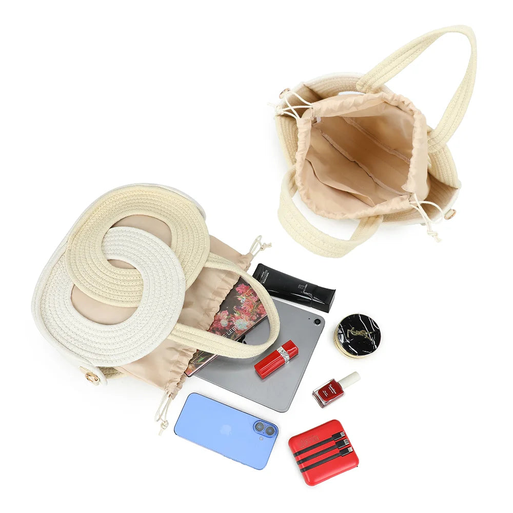 Intérieur de l’Orélya beige/or : sac coulissant à cordon et poche plaquée pour les essentiels – réf. A-9166
