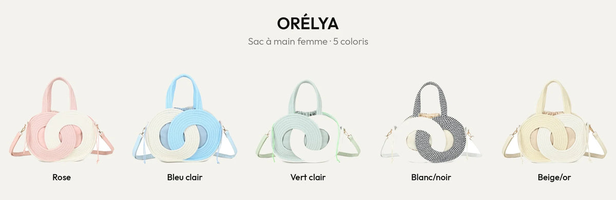 Sac à main femme Orélya en corde tressée, cinq coloris – Gallantry Paris – réf. A-9166