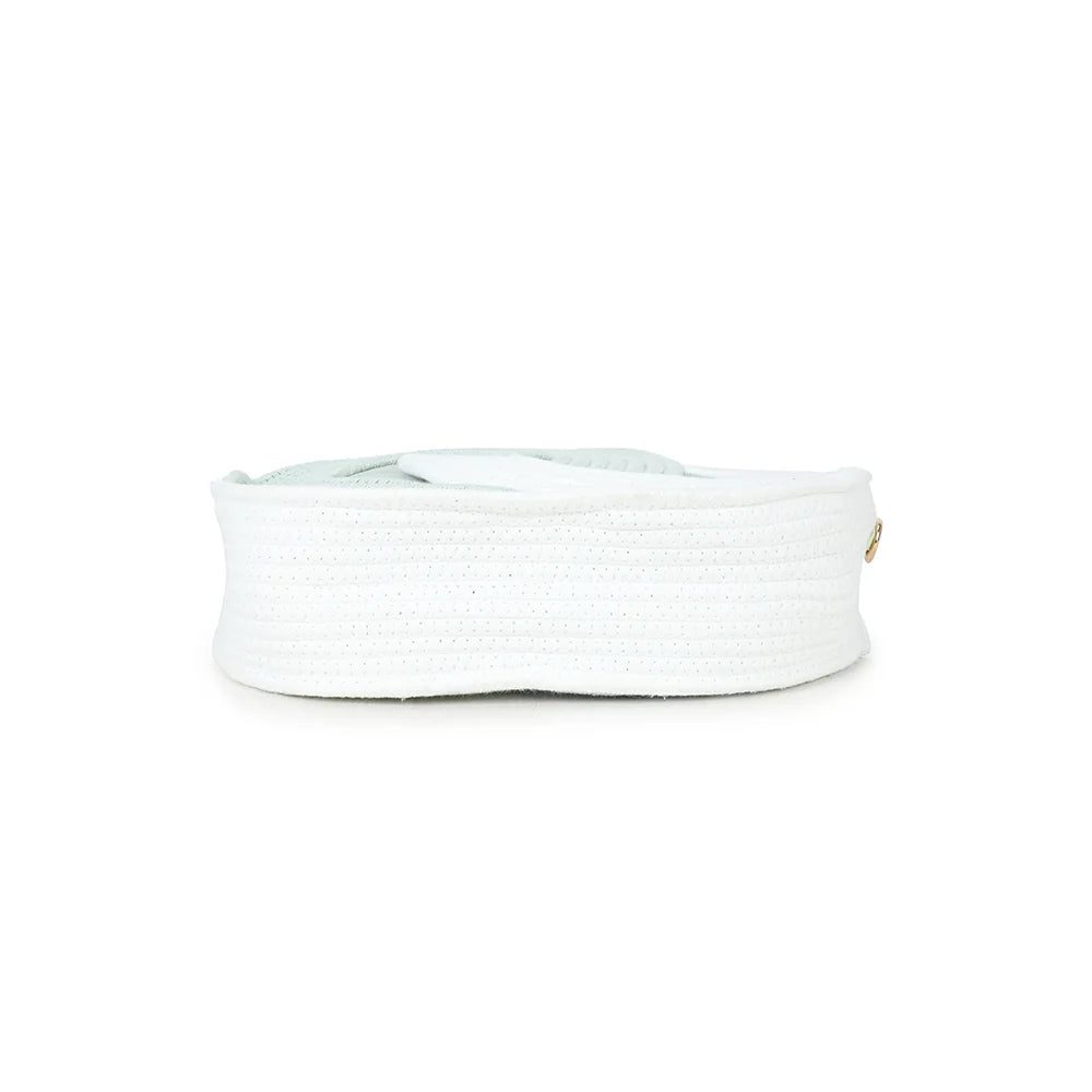 Dessous du sac Orélya vert clair, finition en corde tressée enroulée – réf. A-9166