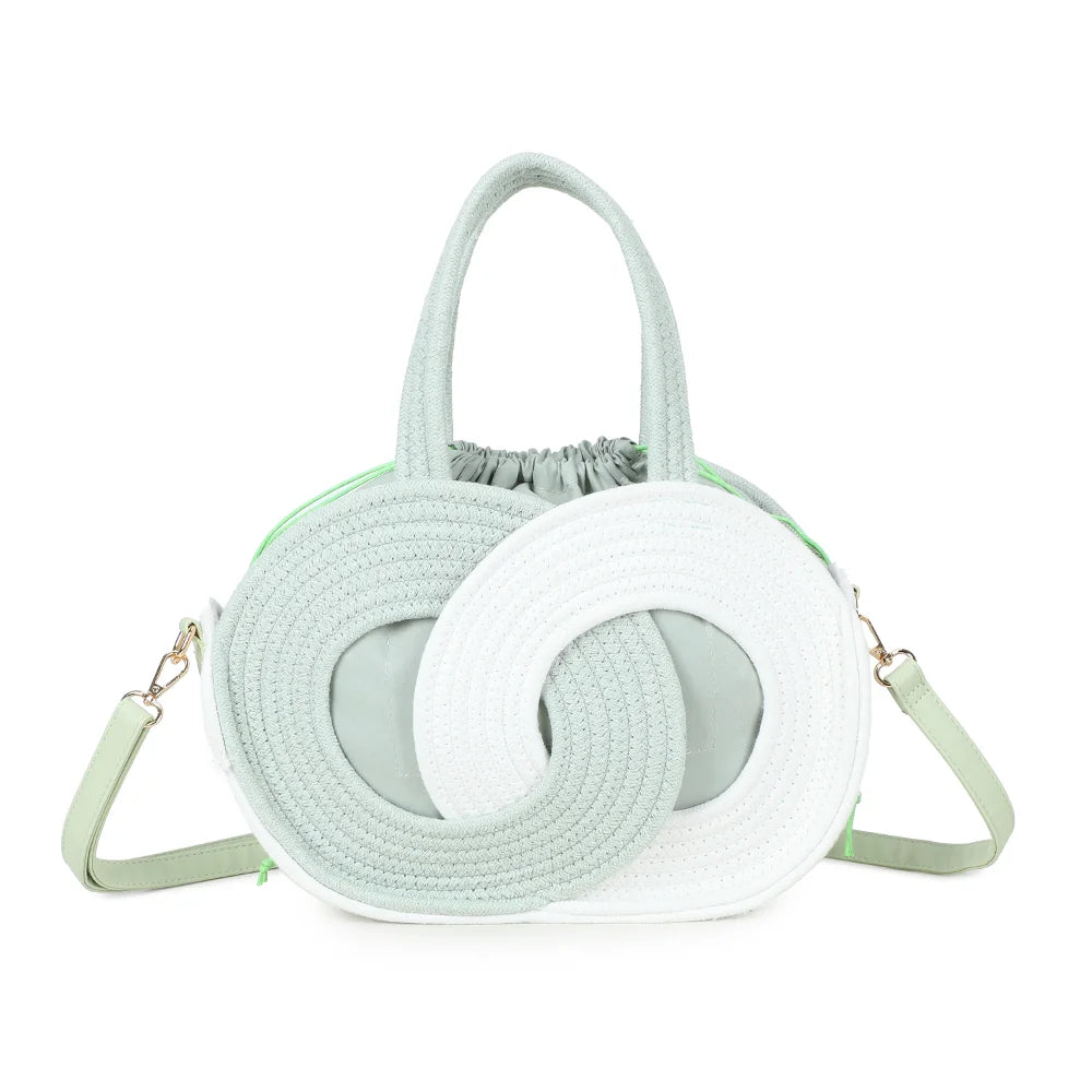 Dos du sac Orélya vert clair, corde tressée enroulée et anses courtes assorties – réf. A-9166