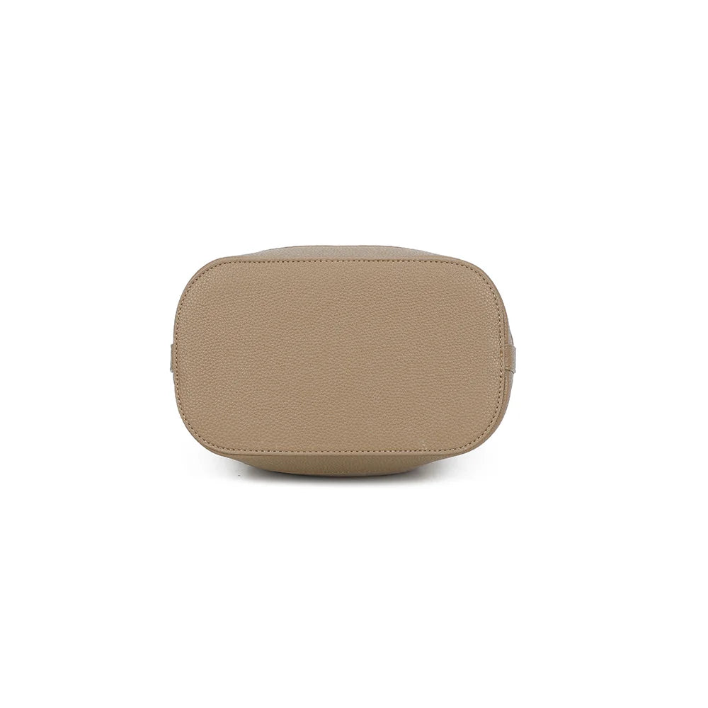 Dessous de l’Oria Suédine taupe foncé, base habillée de simili cuir grainé