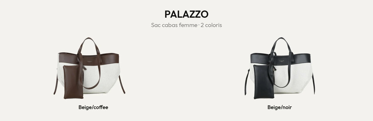 Le sac cabas Palazzo en Beige/Coffee et Beige/Noir – Gallantry Paris – réf. R-2044