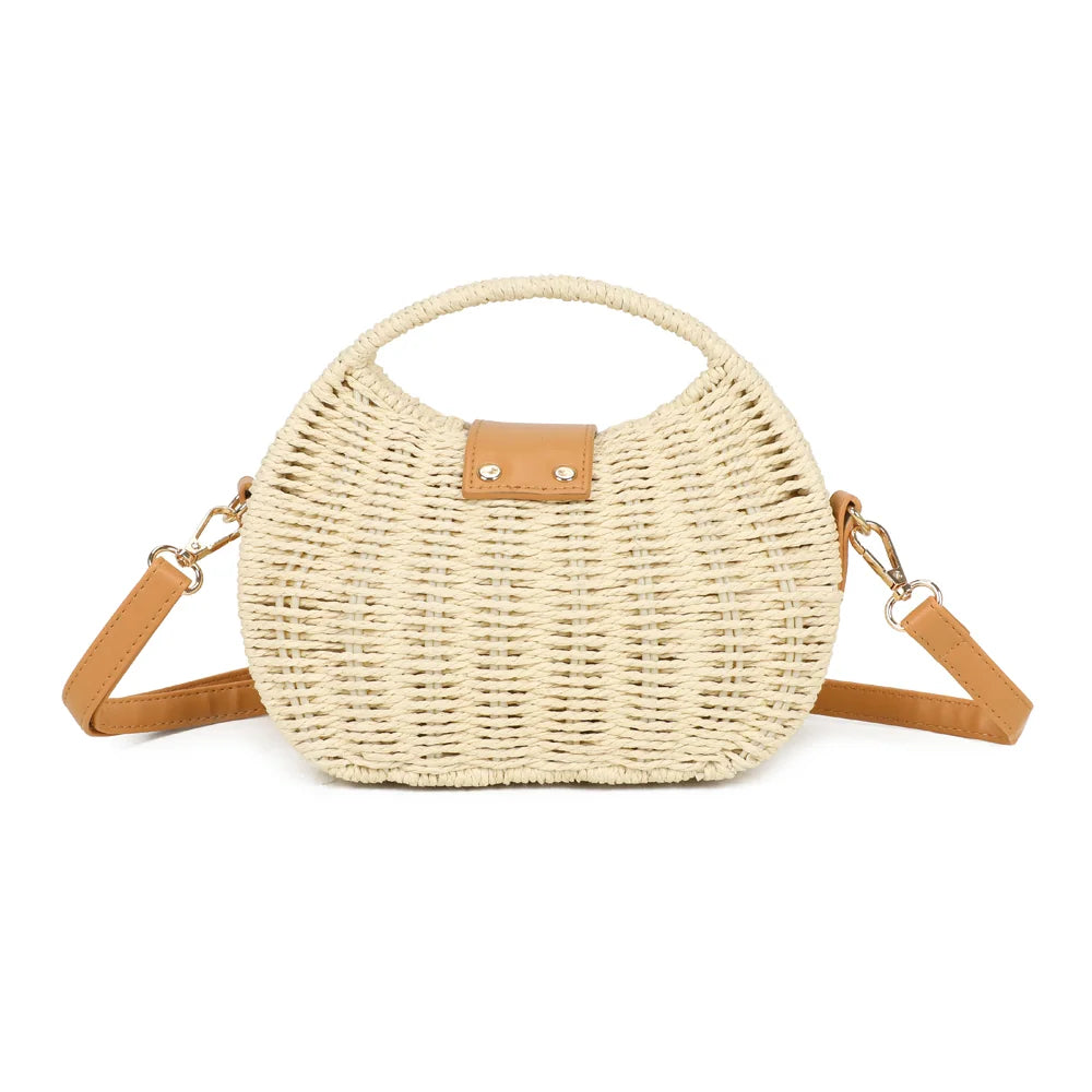 Dos du sac Palma beige : tressage ajouré en paille sur toute la surface arrondie – réf. BL-31004