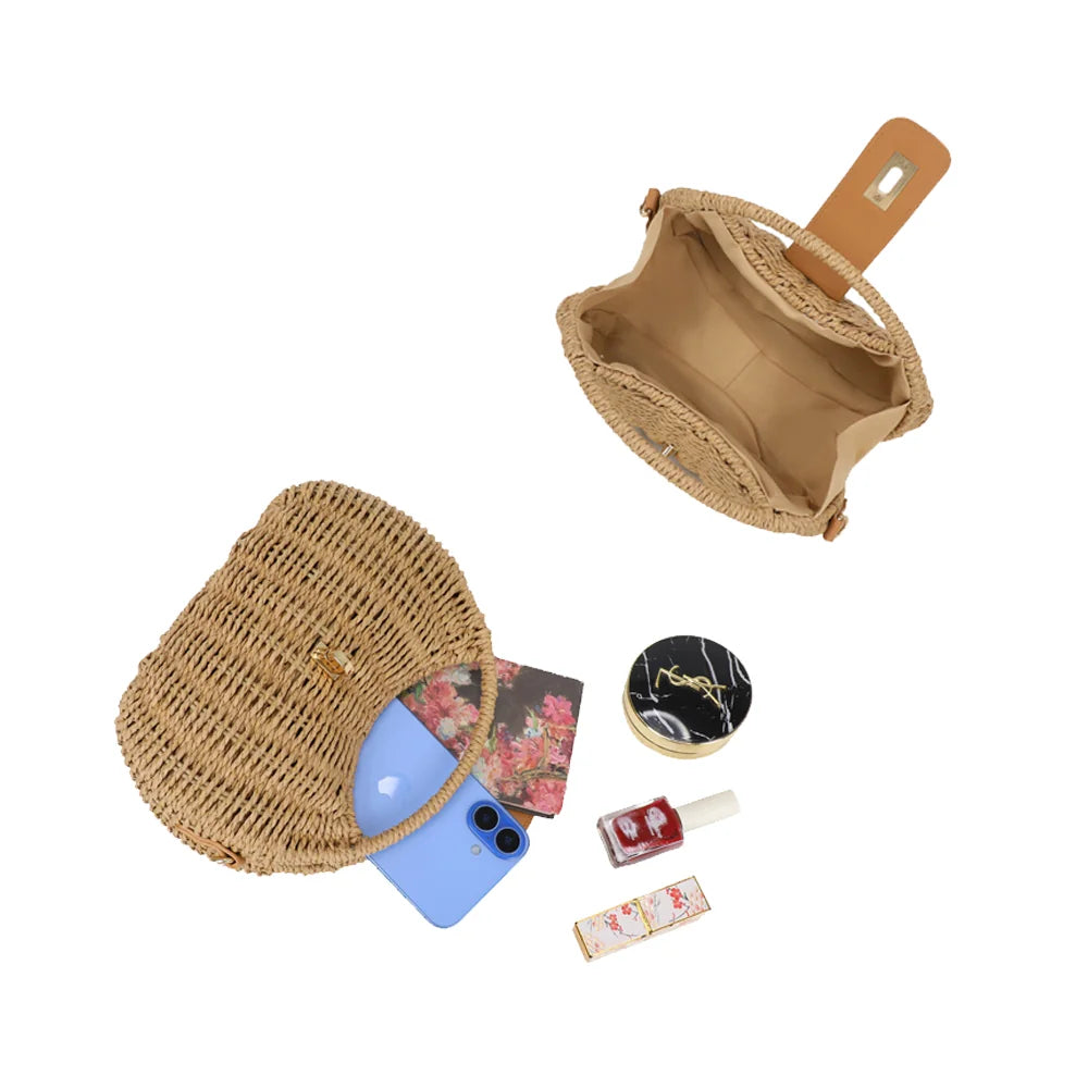 Intérieur du Palma kaki : un compartiment doublé pour téléphone, poudrier et rouge à lèvres – réf. BL-31004
