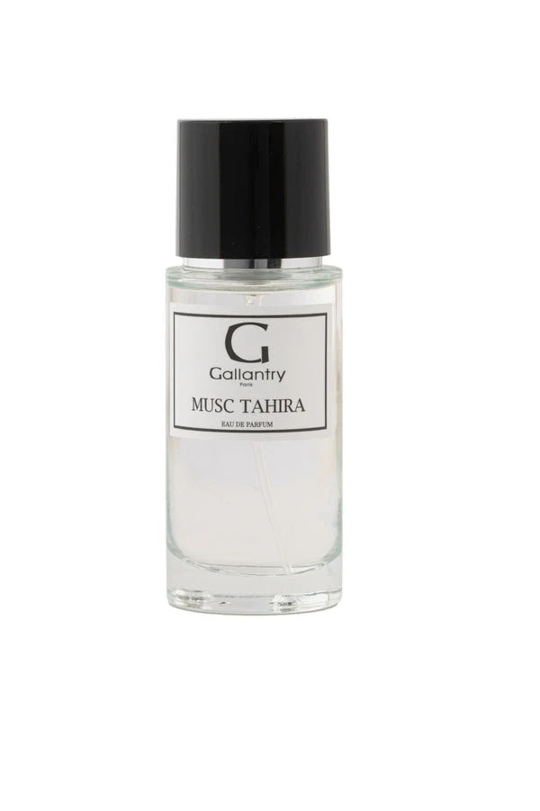 Flacon en verre de l'eau de parfum Musc Tahira de Gallantry Paris, 50 ml, bouchon noir