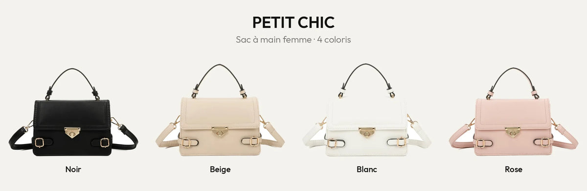 Le sac à main Petit Chic en noir, beige, blanc et rose – Gallantry Paris – réf. C-0176-2