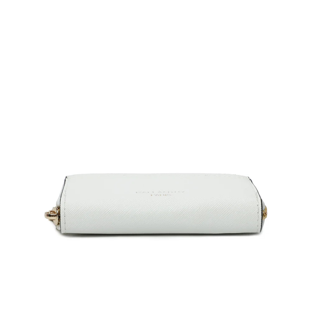 Dessous du portefeuille Petit Copain blanc, bords nets soulignés d’un liseré noir – réf. L-86009
