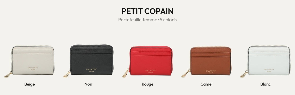 Portefeuille femme Petit Copain en coloris beige, noir, rouge, camel et blanc – Gallantry Paris – réf. L-86009