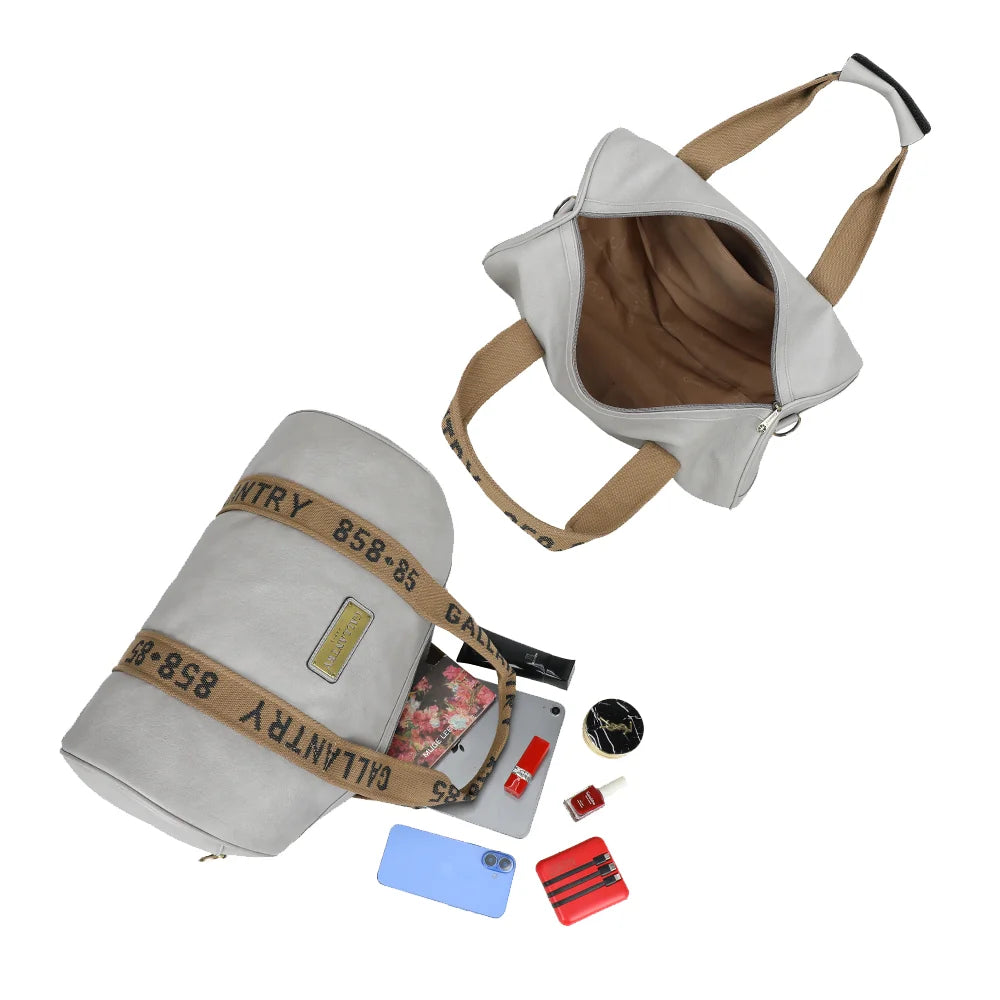 Polochon gris ouvert : grand compartiment zippé pour les affaires du week-end ou du sport – réf. Z-83049