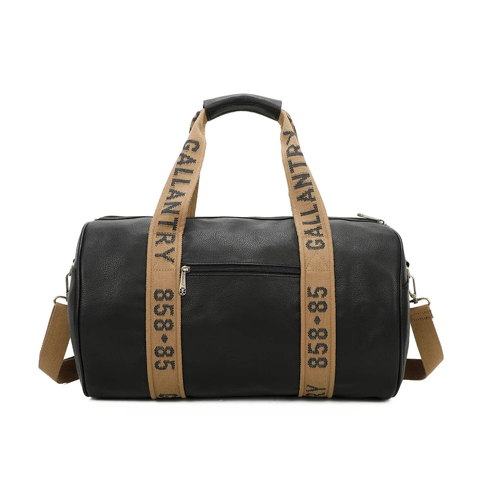 Dos du Polochon noir : sangles siglées qui font le tour du sac et fermeture zippée sur le dessus – réf. Z-83049