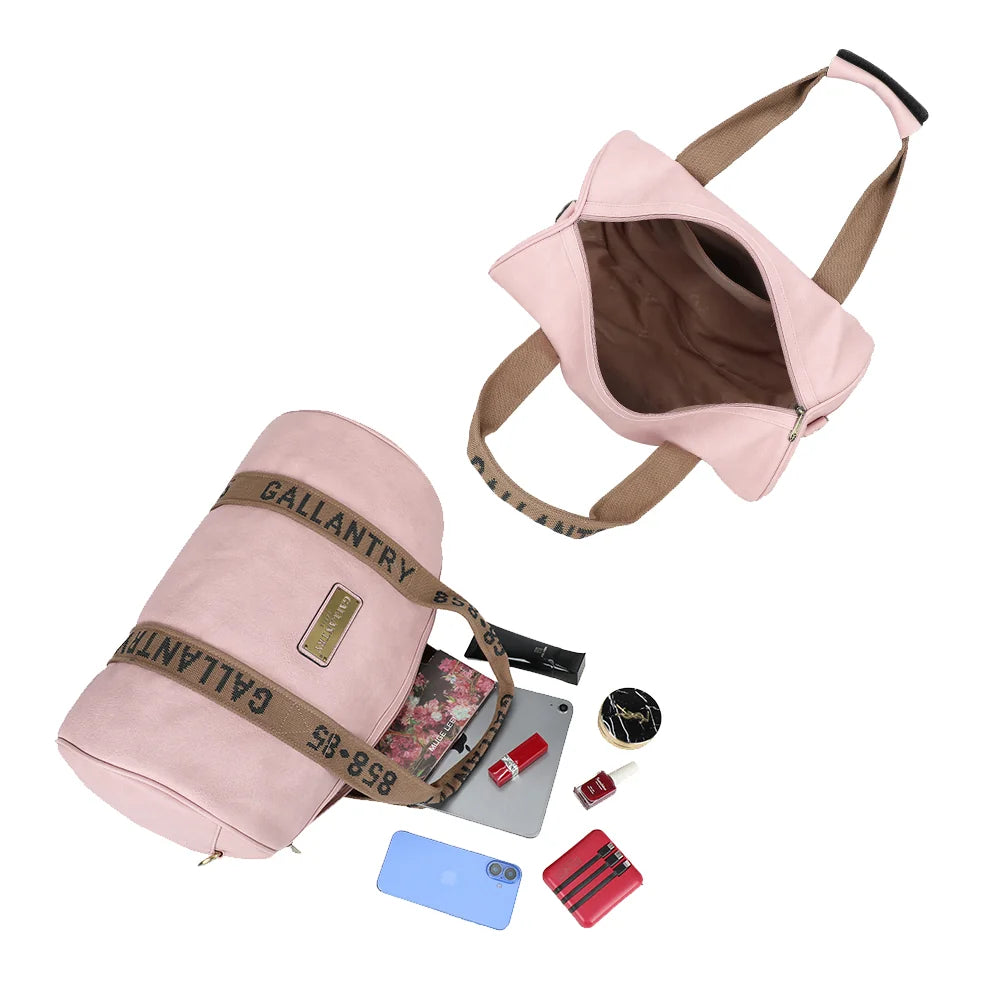 Polochon rose ouvert : grand compartiment zippé pour les affaires du week-end ou du sport – réf. Z-83049