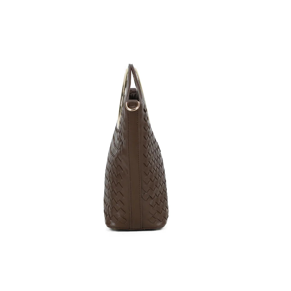 Portofino café de profil : anneau doré pour attacher la bandoulière amovible – réf. DG-5821