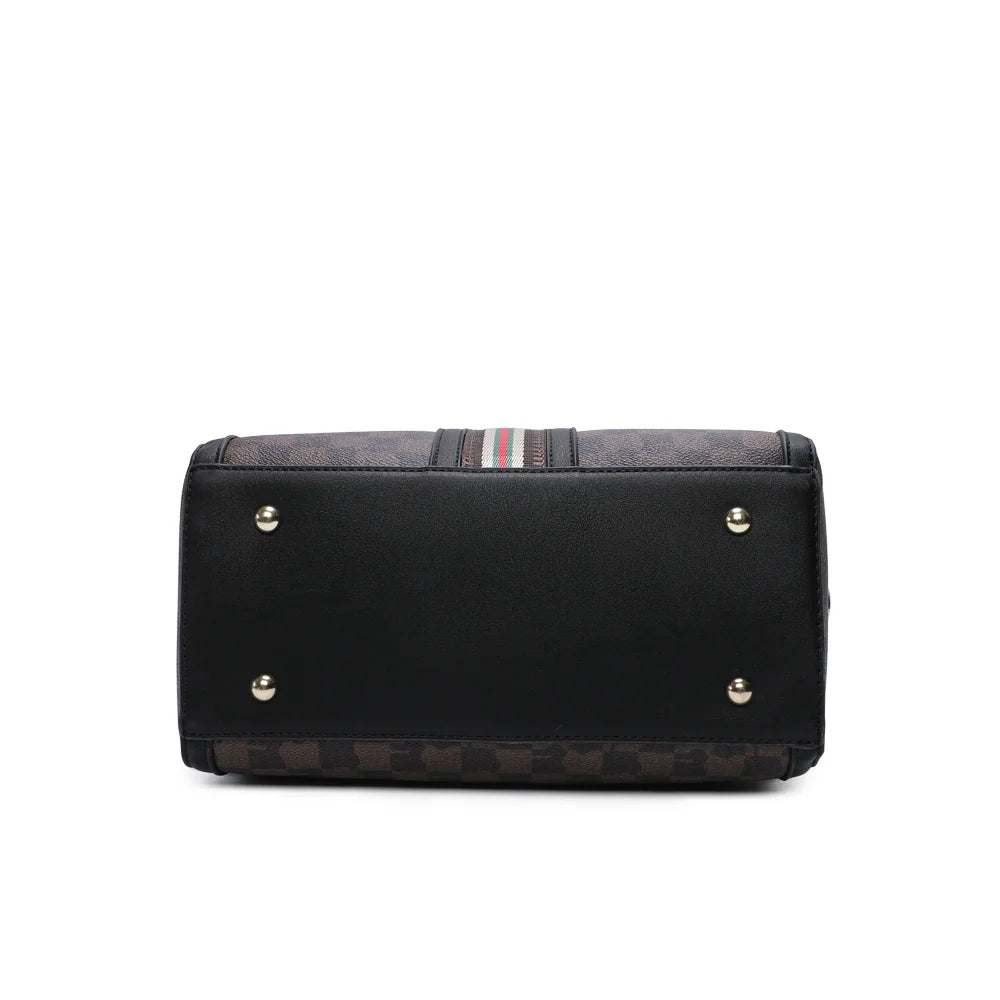 Dessous du Prestige Damier marron/noir, une base qui garde la silhouette structurée du sac bowling – réf. M-9364-15