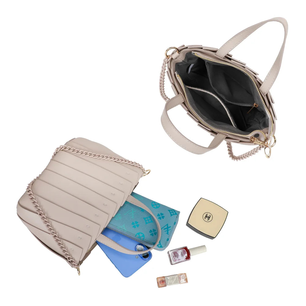 Intérieur zippé du Rayon d’Élégance or avec poches plaquées pour téléphone et cosmétiques – réf. A-9110