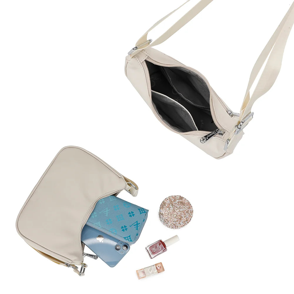 Intérieur du Redy beige : compartiment zippé avec poches pour vos essentiels – réf. R-1956
