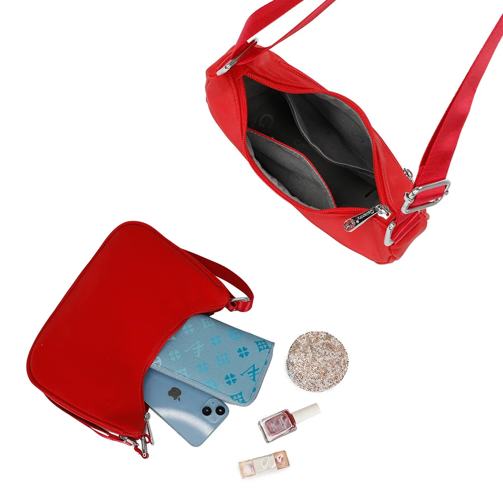 Intérieur du Redy rouge : compartiment zippé avec poches pour vos essentiels – réf. R-1956