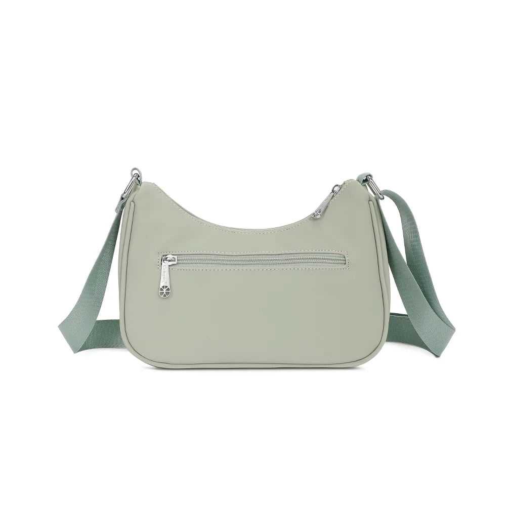 Dos du sac Redy vert clair, lignes épurées et surface synthétique lisse – réf. R-1956