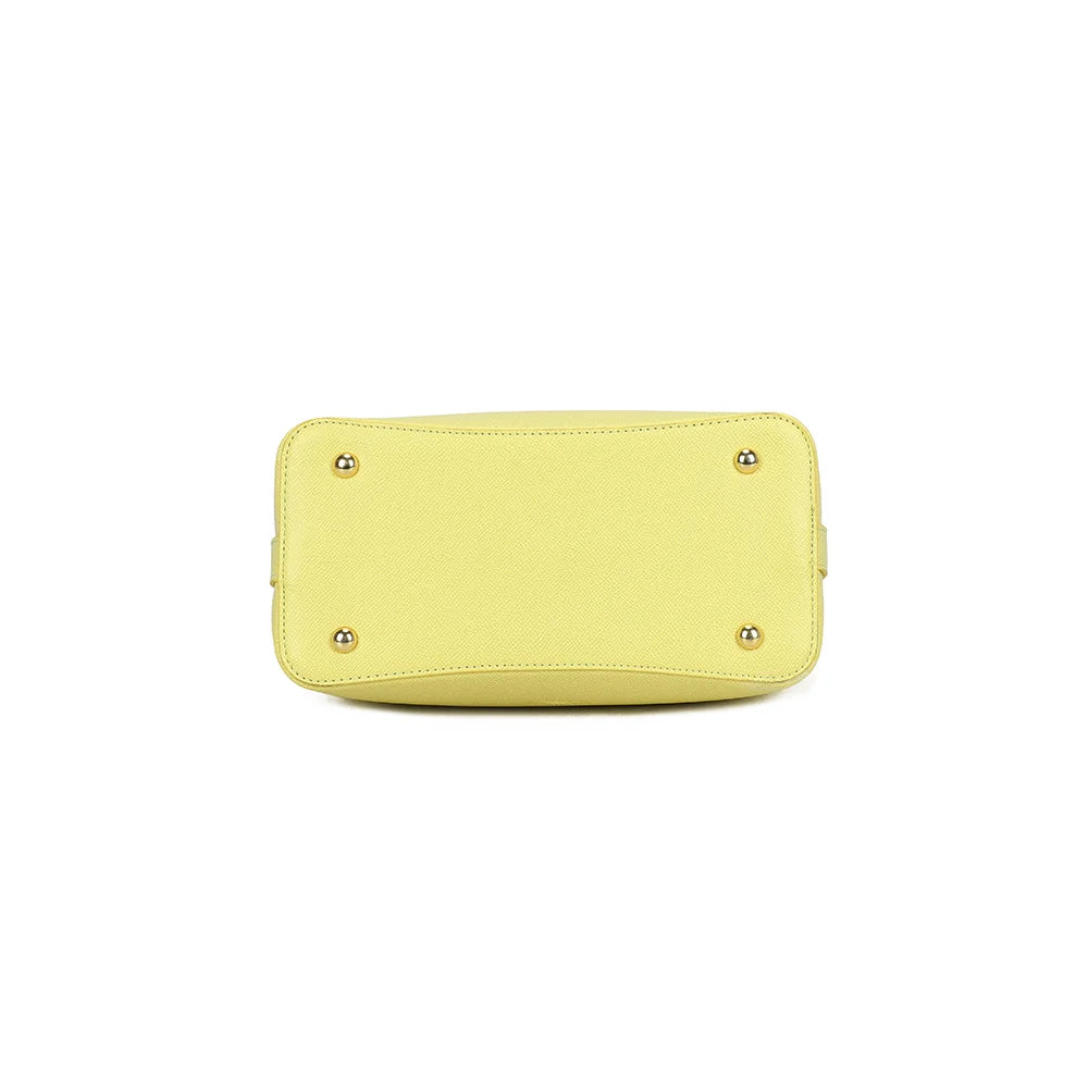 Dessous du Roséa jaune : base renforcée posée sur des pieds métalliques – réf. DQ-23005