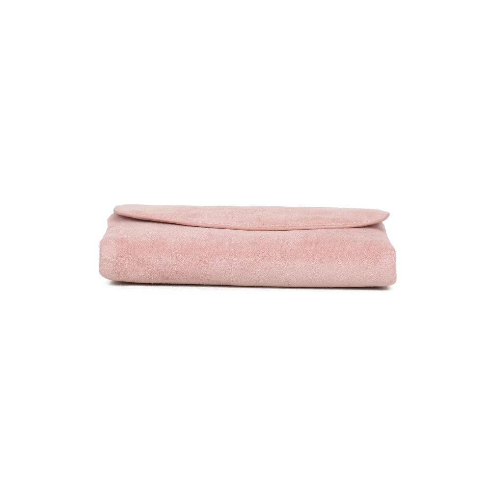Dessous du portefeuille Rosina rose, finition effet suédine soignée jusque dans les détails – réf. SF-69055-1