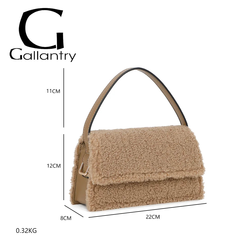 Dimensions du Rosino-Fluffy taupe foncé : 22 × 8 × 12 cm, avec une anse de 11 cm, pour un poids de 0,32 kg – réf. C-0167-4