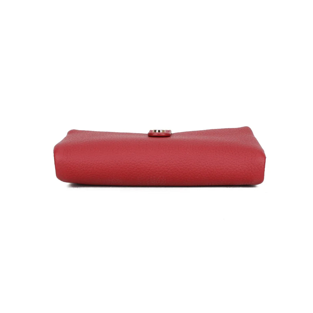 Dessous du portefeuille Rosy Chic rouge, simili cuir grainé vegan sur toute la surface – réf. SF-69053
