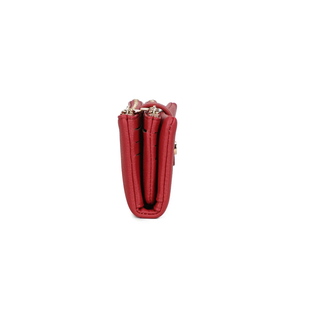 Profil du portefeuille Rosy Chic rouge : 3 cm d’épaisseur seulement, facile à glisser dans un sac – réf. SF-69053