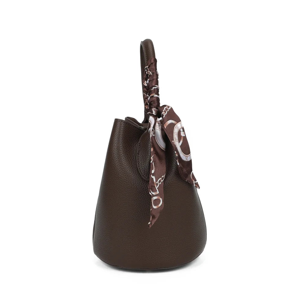 Ruban Chic café de profil : anneau doré pour accrocher la bandoulière amovible – réf. KJ-62087