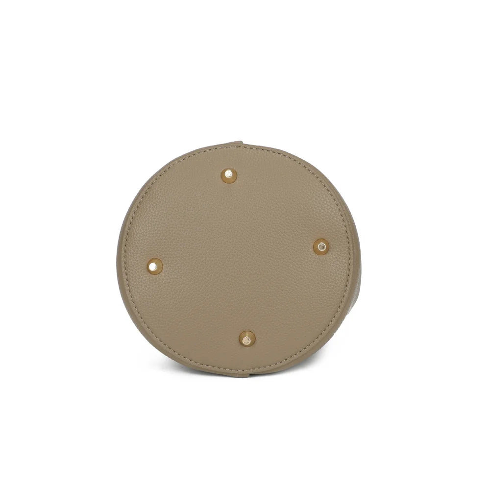 Dessous du Ruban Chic taupe foncé : base ronde posée sur de petits pieds métalliques – réf. KJ-62087