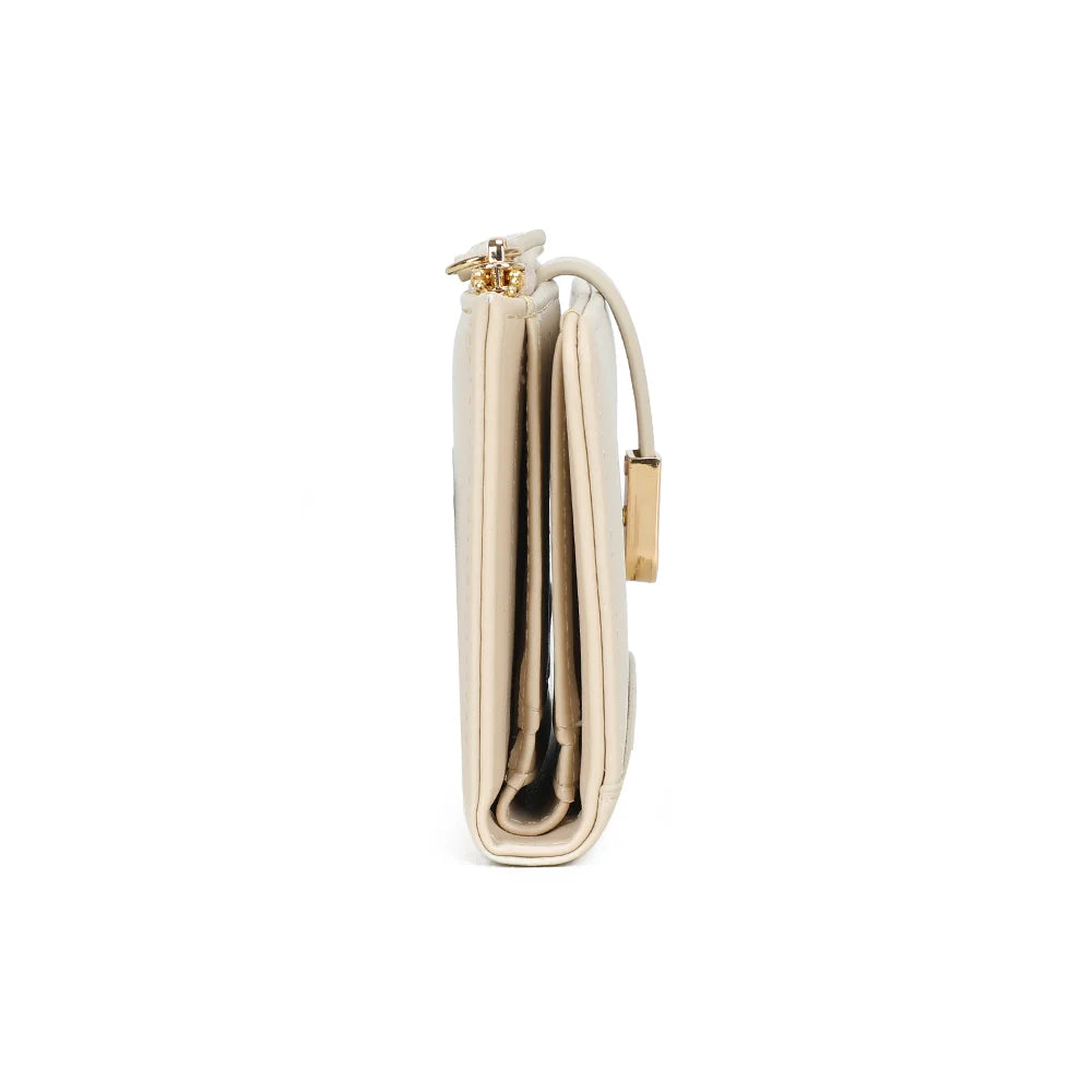 Profil du portefeuille Ruby beige, silhouette fine de 2 cm d’épaisseur seulement – réf. SF-69057