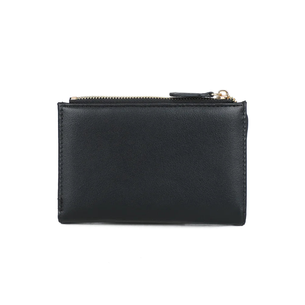 Dos du portefeuille Ruby noir, lignes épurées et surface synthétique lisse – réf. SF-69057