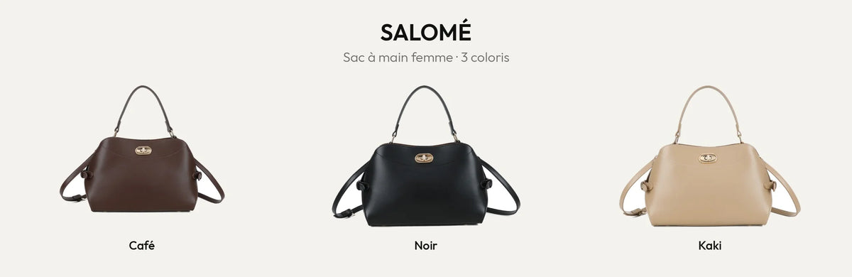 Sac à main femme Salomé en coloris Coffee, Noir et Khaki – Gallantry Paris – réf. KC-23004