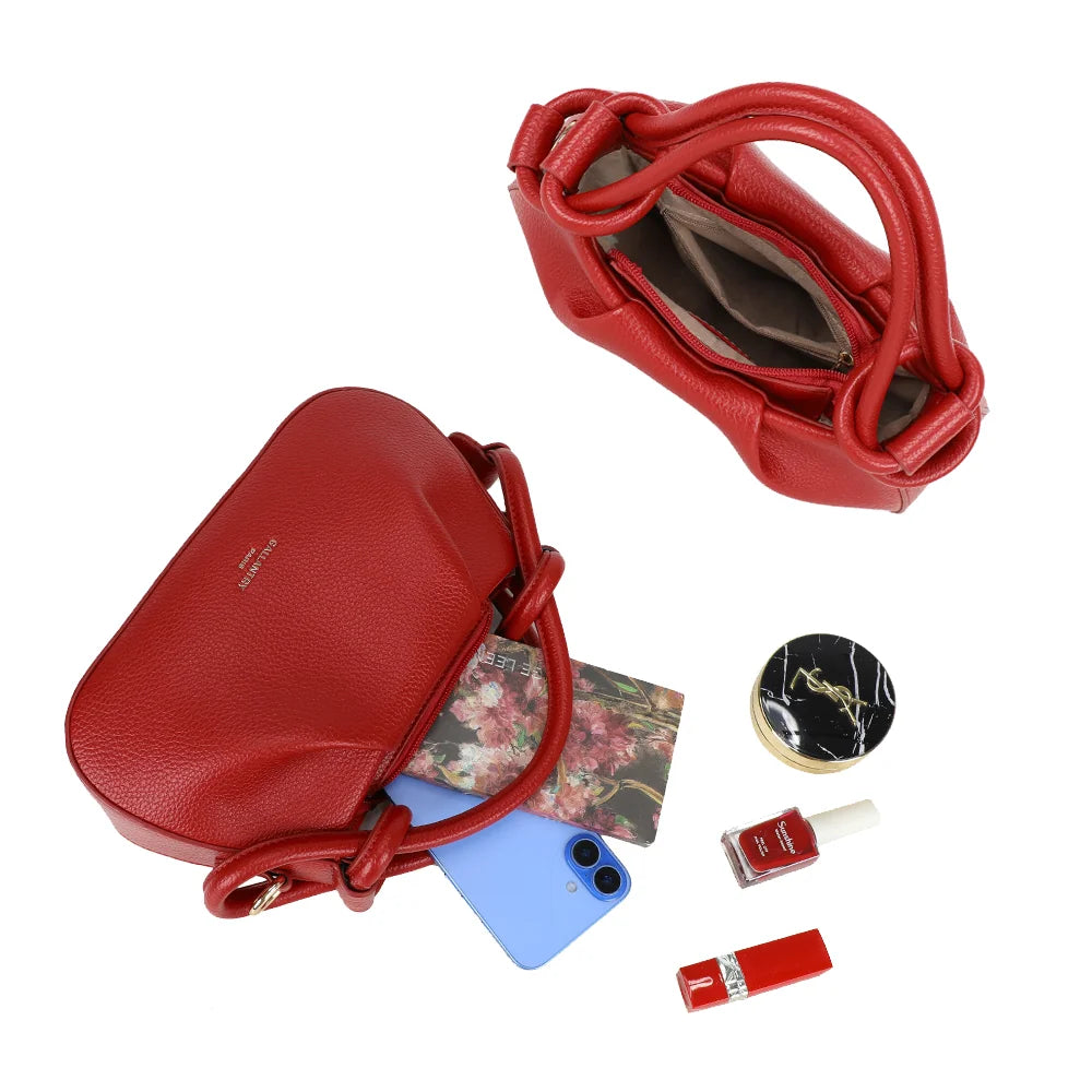 Intérieur du Sélya rouge : compartiment zippé avec poche intérieure zippée pour vos essentiels – réf. R-2043