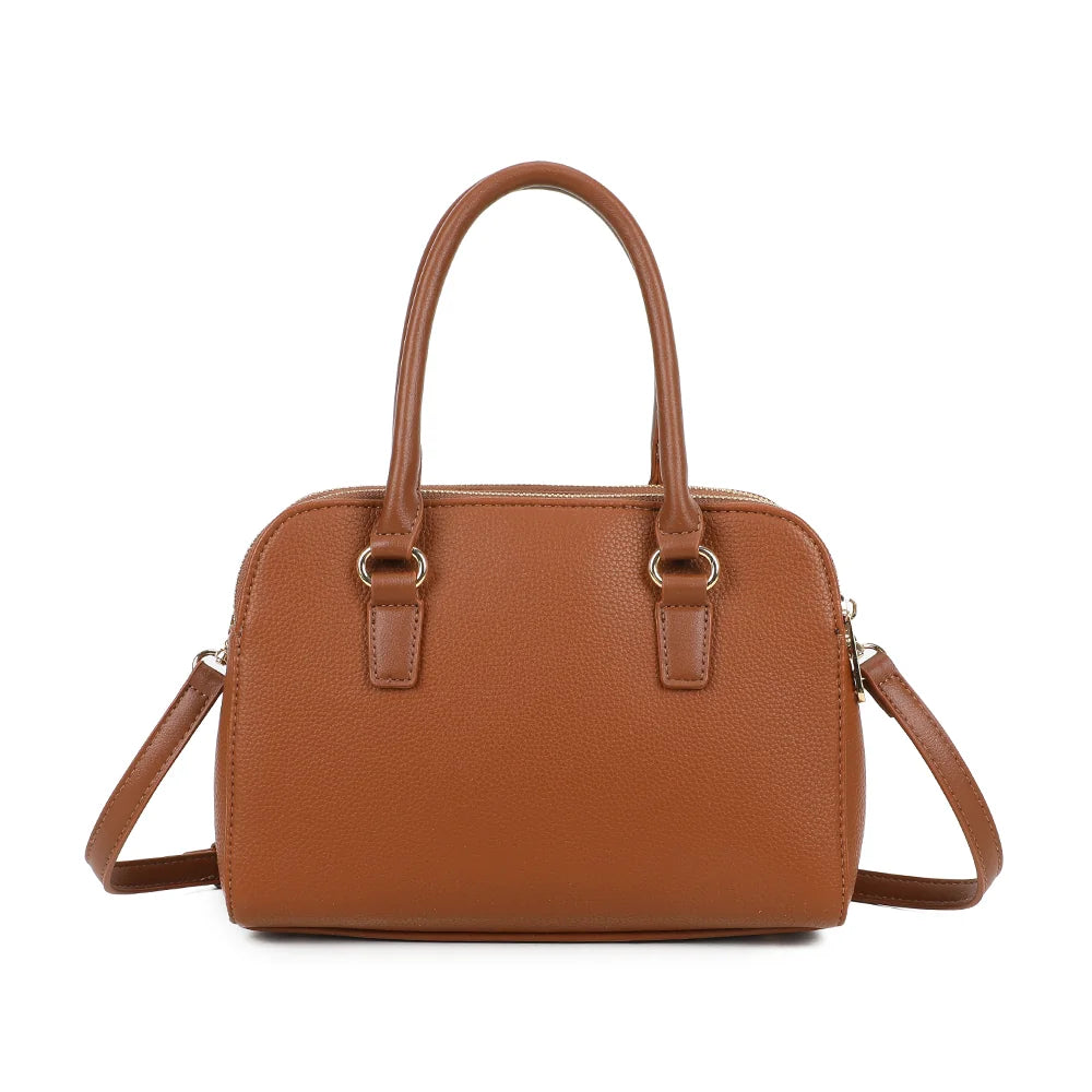 Dos du Séna marron foncé, simili cuir grainé uni et anses rigides assorties – réf. DG-5804