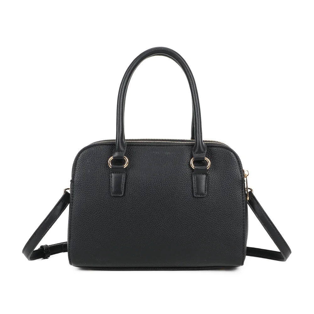 Dos du Séna noir, simili cuir grainé uni et anses rigides assorties – réf. DG-5804