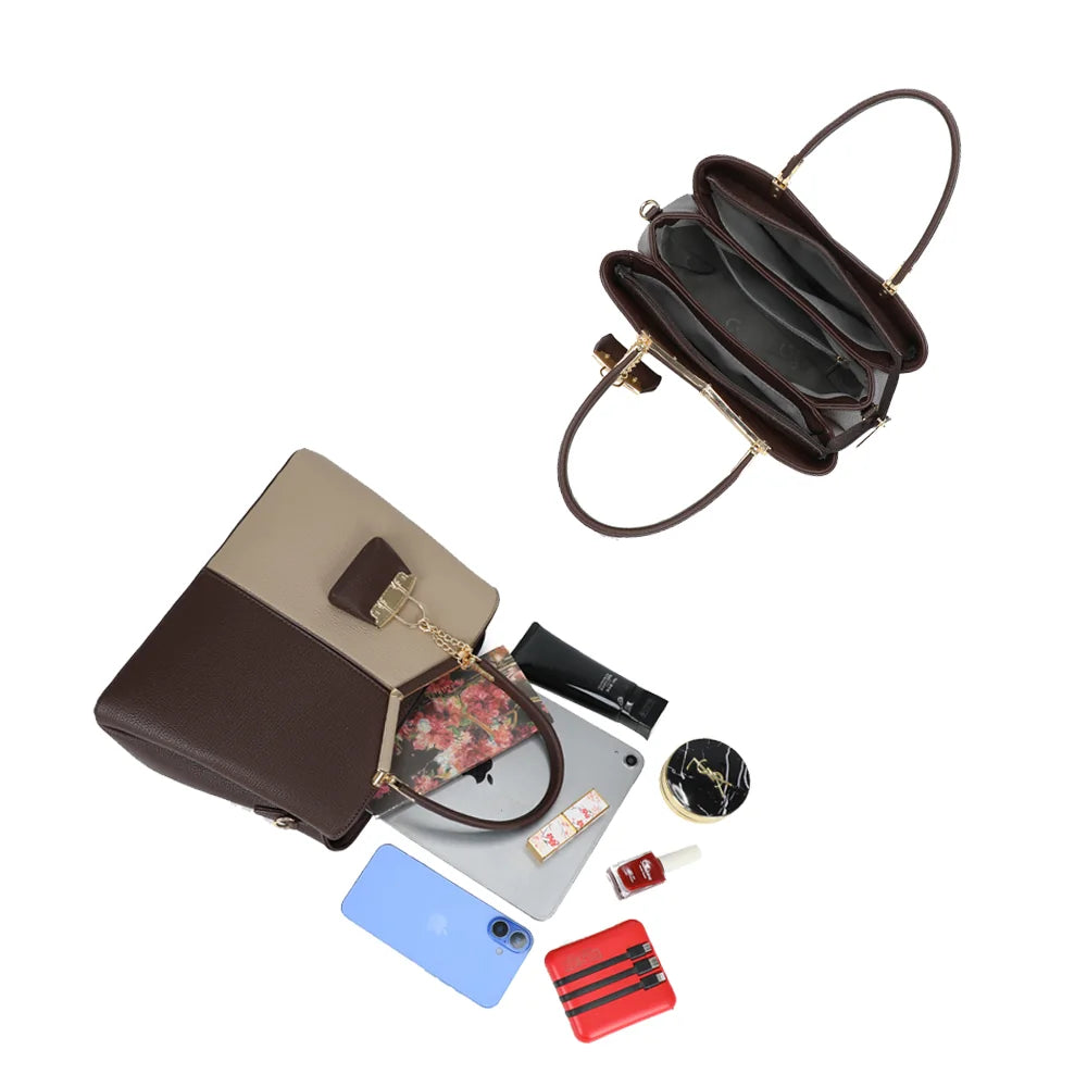 Intérieur du Serena Duo café : trois compartiments zippés pour tablette, téléphone et maquillage – réf. M-9130-A