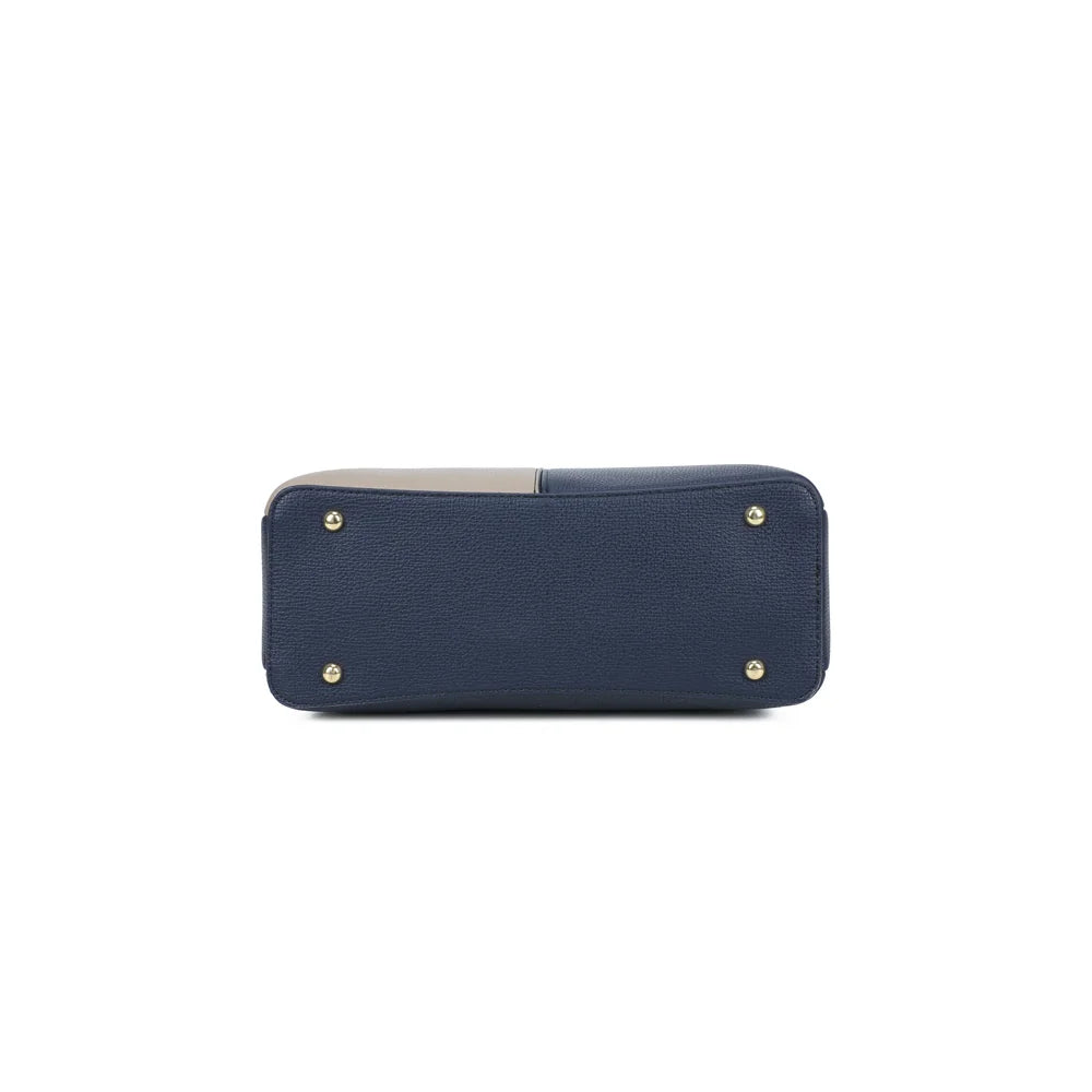 Vue de dessous du Serena Duo marine, pour découvrir la base du sac en simili cuir grainé – réf. M-9130-A