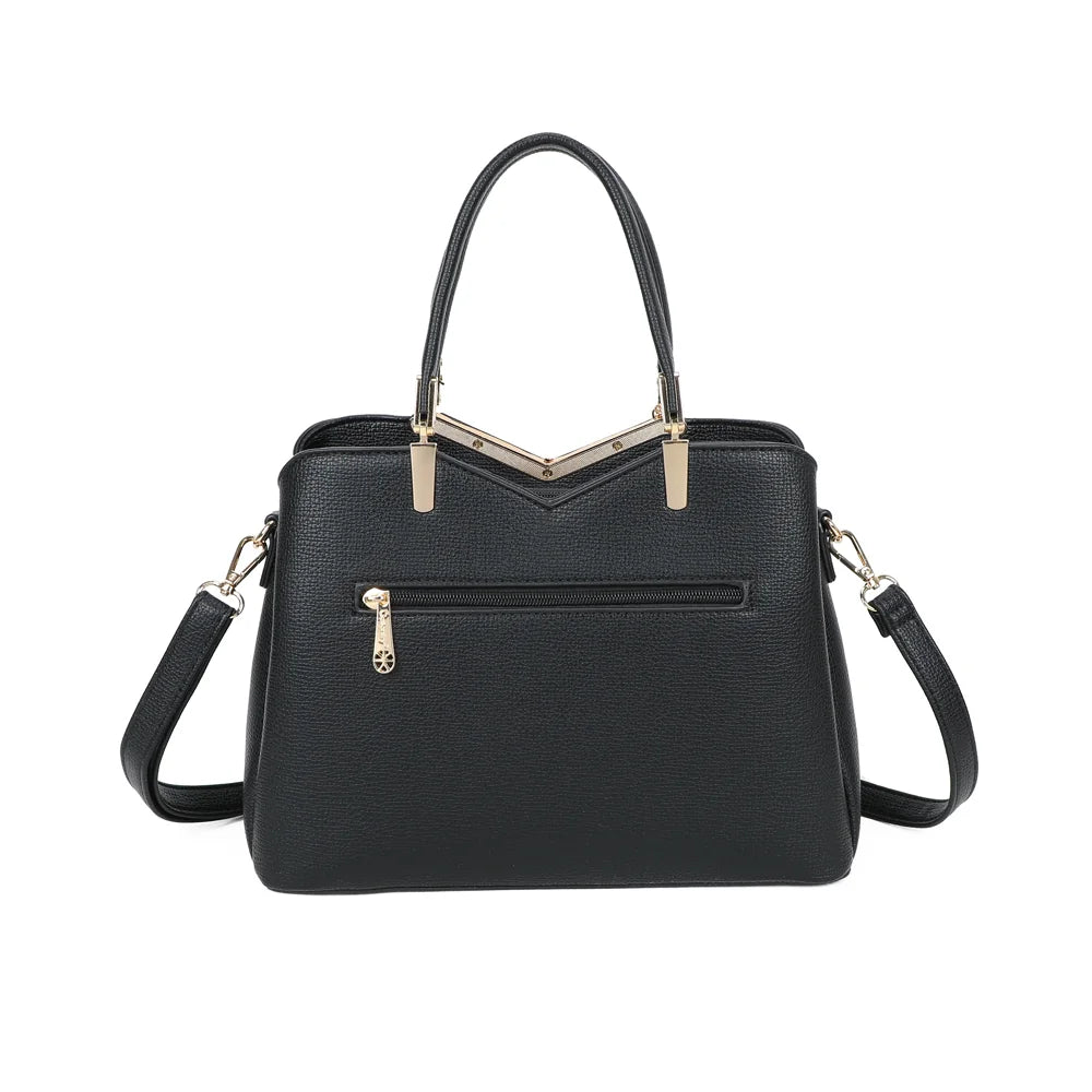 Dos du Serena Duo noir, simili cuir grainé et deux anses rondes aux attaches dorées – réf. M-9130-A
